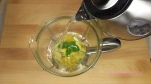 Teezutaten mit Wasser übergossen