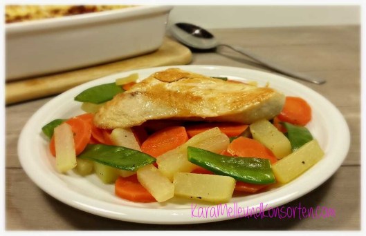 Hähnchenfilet auf gemischtem Gemüse ok.