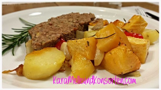 Hackbraten mit Ofengemüse, Teller III OK